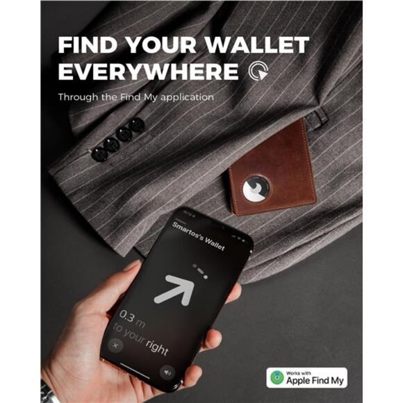 Bifold Full Grain Leather AirTag Wallet for Men, Minimalist Front Pocket Wallet - Picture 2 of 7